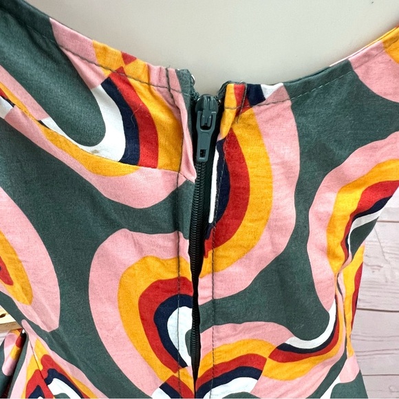 Modcloth Cotton Mod As Well Retro Rainbow Sleeveless Collar Pocket Swing Dress - Picture 10 of 13